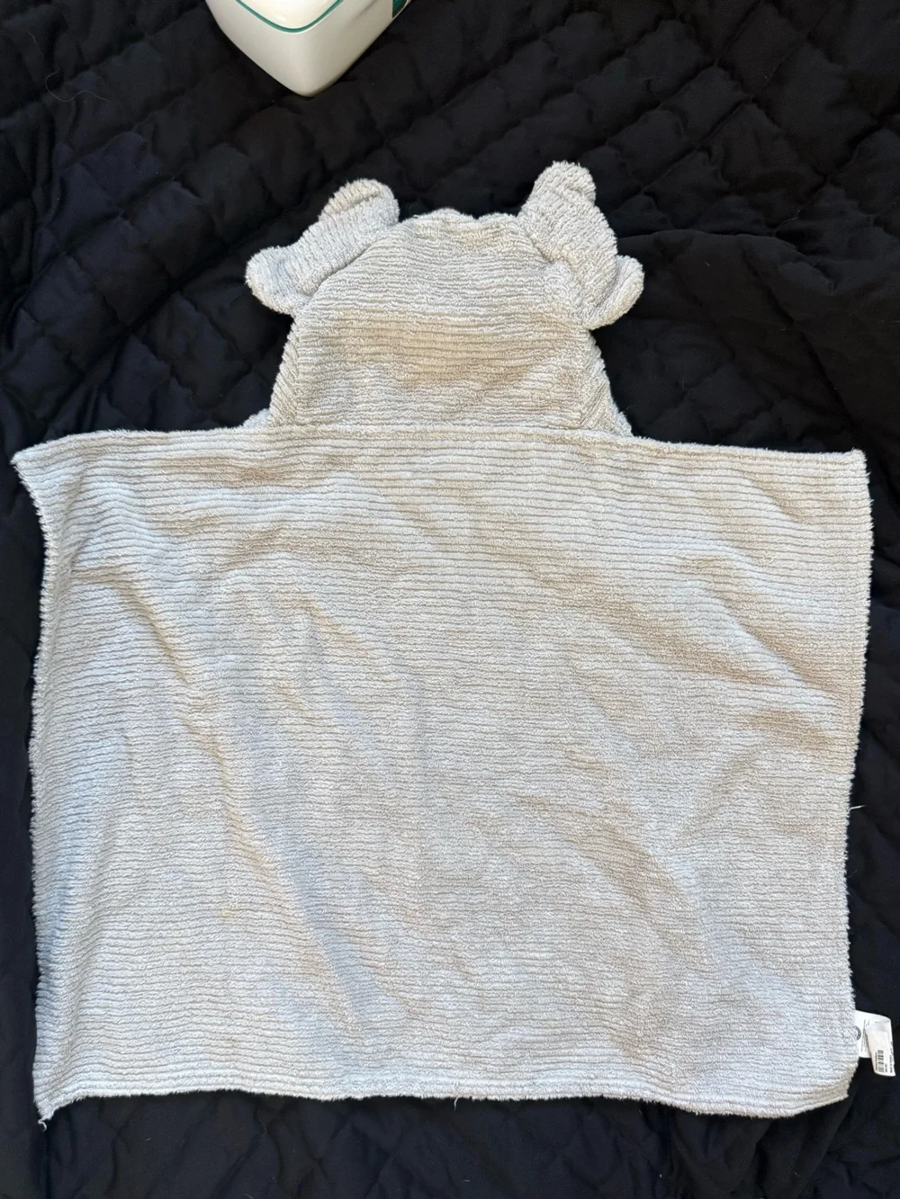 Crate & Barrel Elephant Baby Hooded Towel Organic Cotton Gray